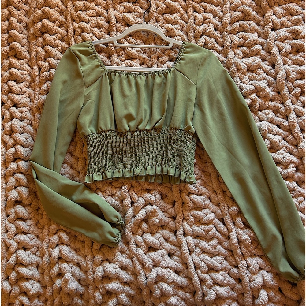 Shein Cropped Long Sleeve Blouse